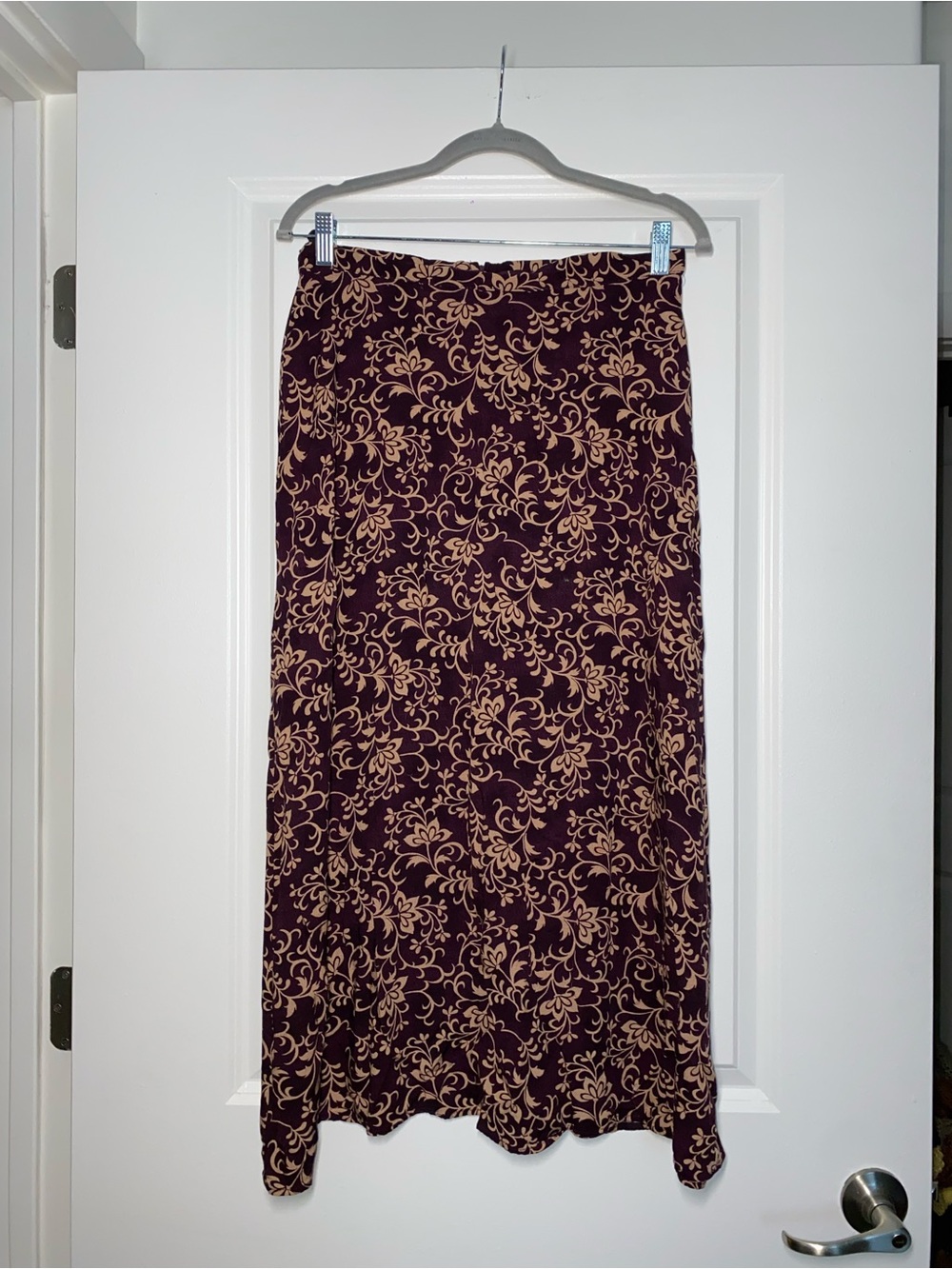 Women's Burgundy Floral Midi Skirt